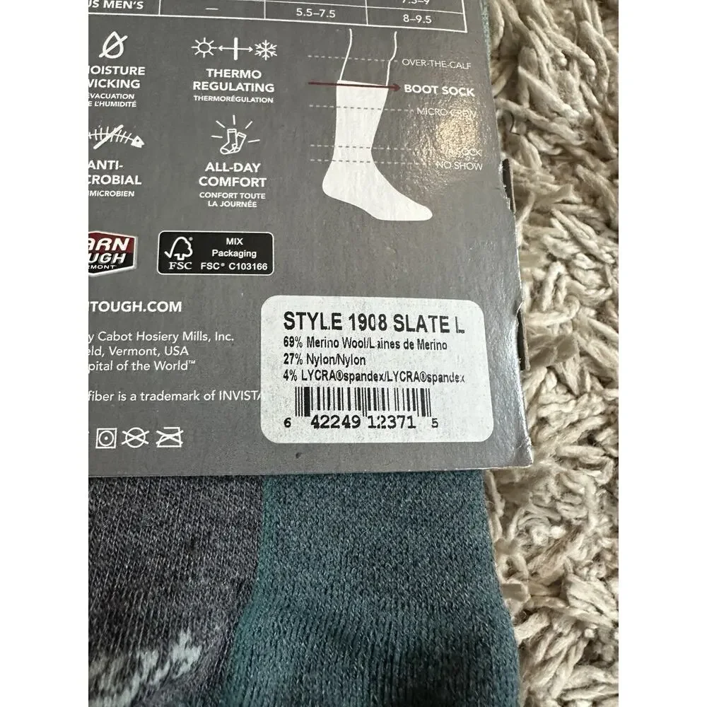 Darn Tough Vermont Hike/ Trek Merino Wool Boot Sock Womens Large Midweight Slate
